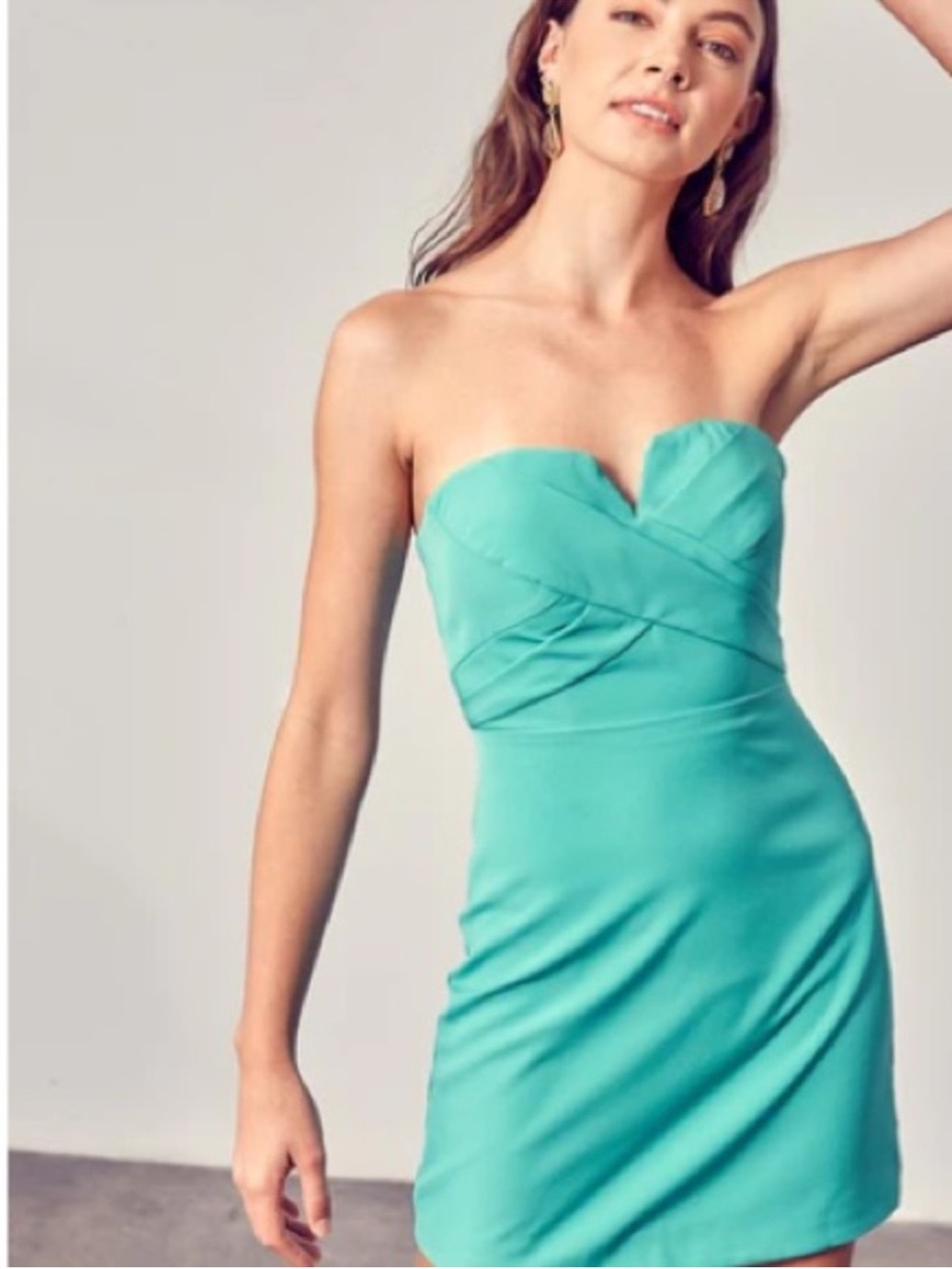 DO+BE Strapless Sweetheart Mini Dress in green size small